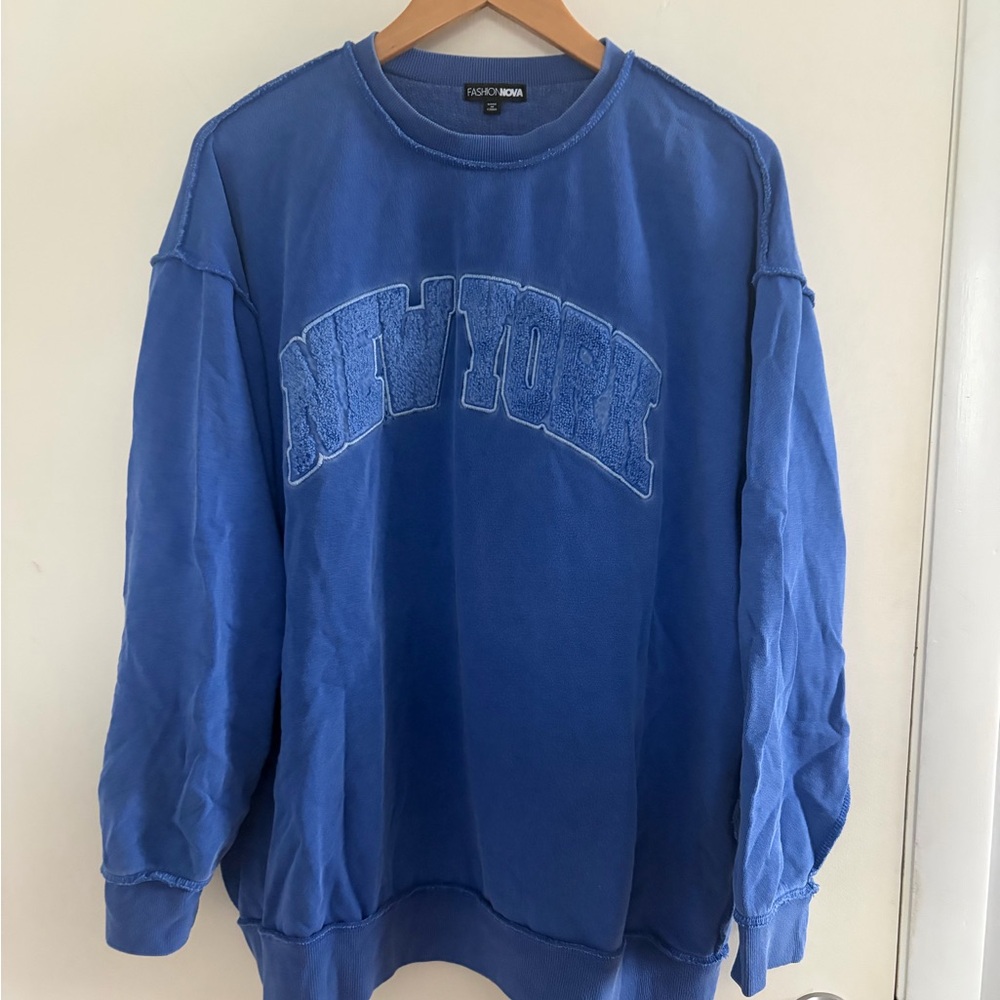 Blue New York Stitched Sweater